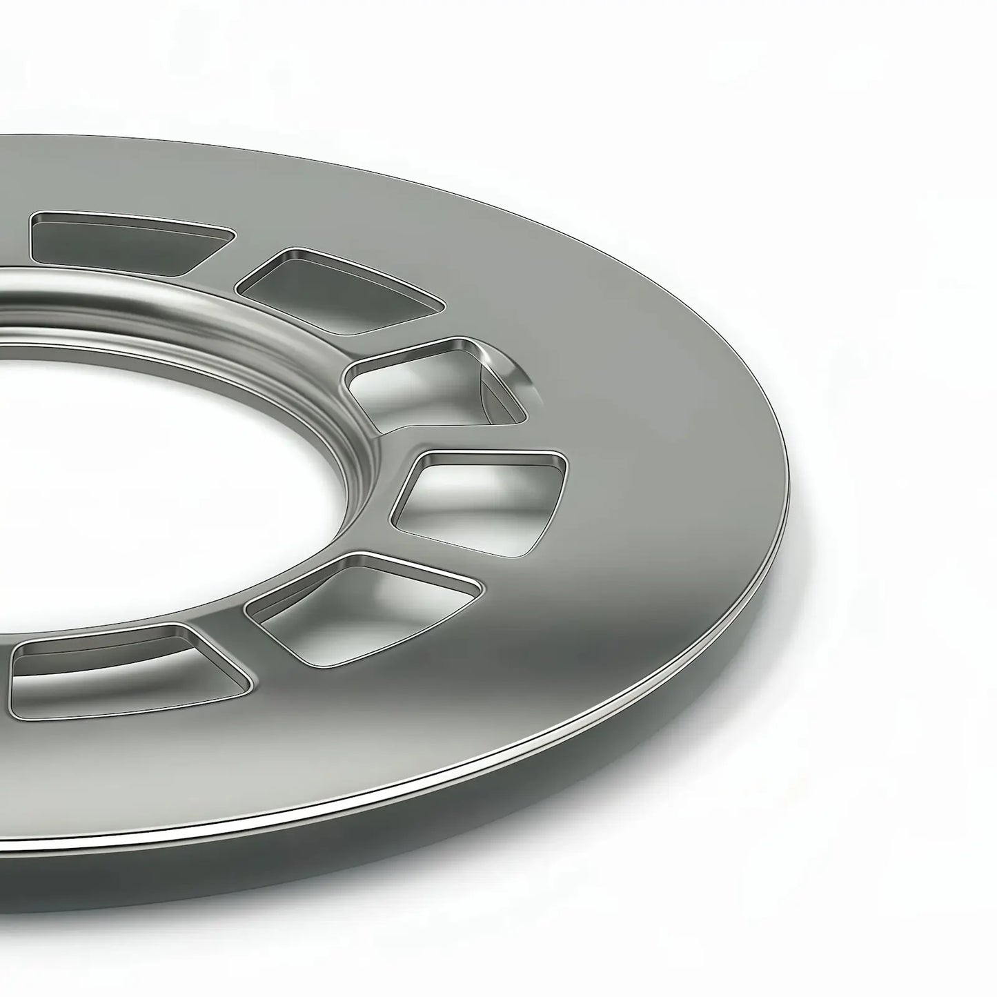 Close-up of Veloaura 2-inch 304 stainless steel shower pan drain cover with a mirror-polished finish and smooth edges.
